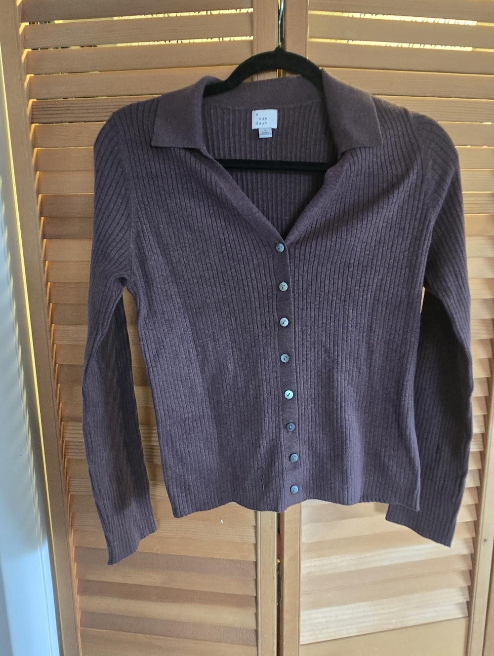 a new day Ribbed Button-Up Cardigan in Brown